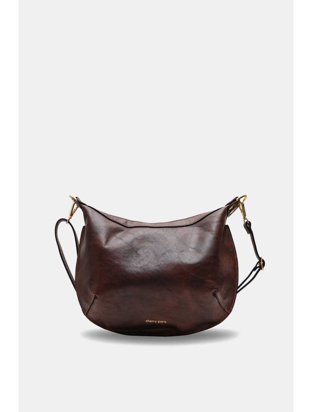 Sac Bandoulière Porté Croisé Forme Demi-lune En Cuir Vachette 4181 ANTONIA-Chocolat — vue 2