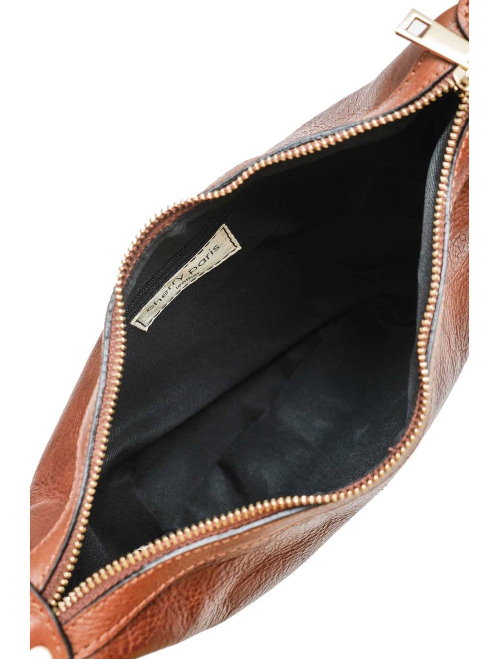 Sac Bandoulière Porté Croisé Forme Demi-lune En Cuir Vachette 4181 ANTONIA-Marron