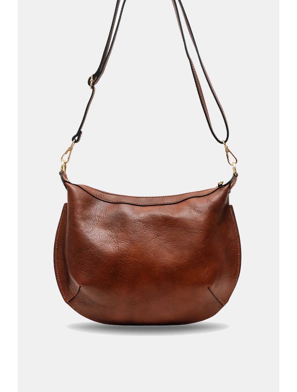 Sac Bandoulière Porté Croisé Forme Demi-lune En Cuir Vachette 4181 ANTONIA-Marron — vue 4
