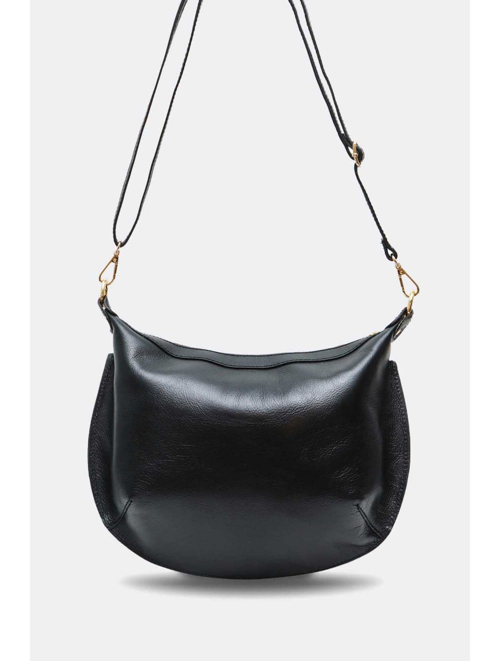 Sac Bandoulière Porté Croisé Forme Demi-lune En Cuir Vachette 4181 ANTONIA-Noir — vue 3