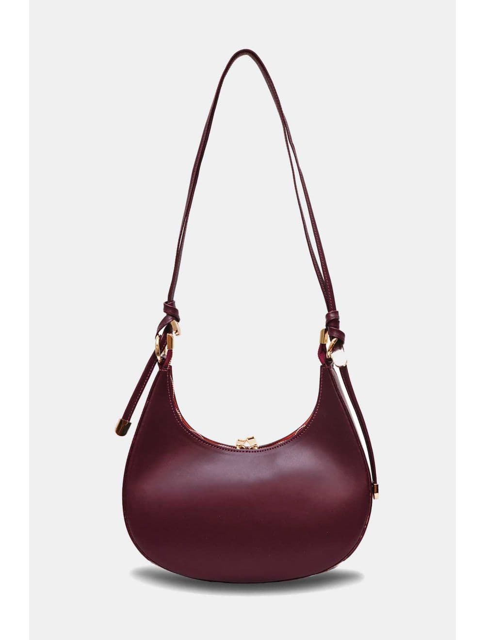 Sac Demi-lune Porté Crossé En Cuir de Vachette Lisse 4179 ALISSA-Bordeaux — vue 4