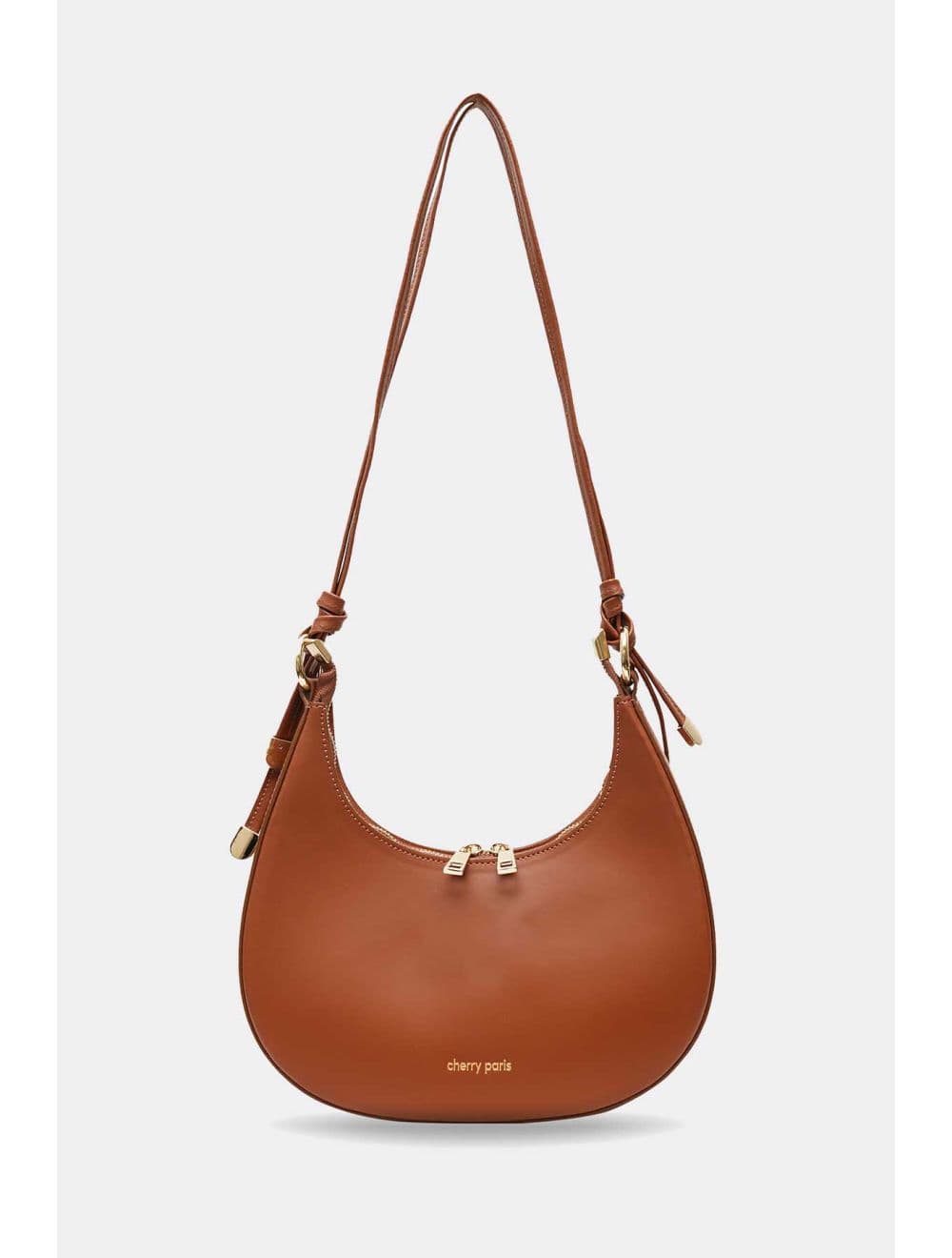 Sac Demi-lune Porté Crossé En Cuir de Vachette Lisse 4179 ALISSA-Camel