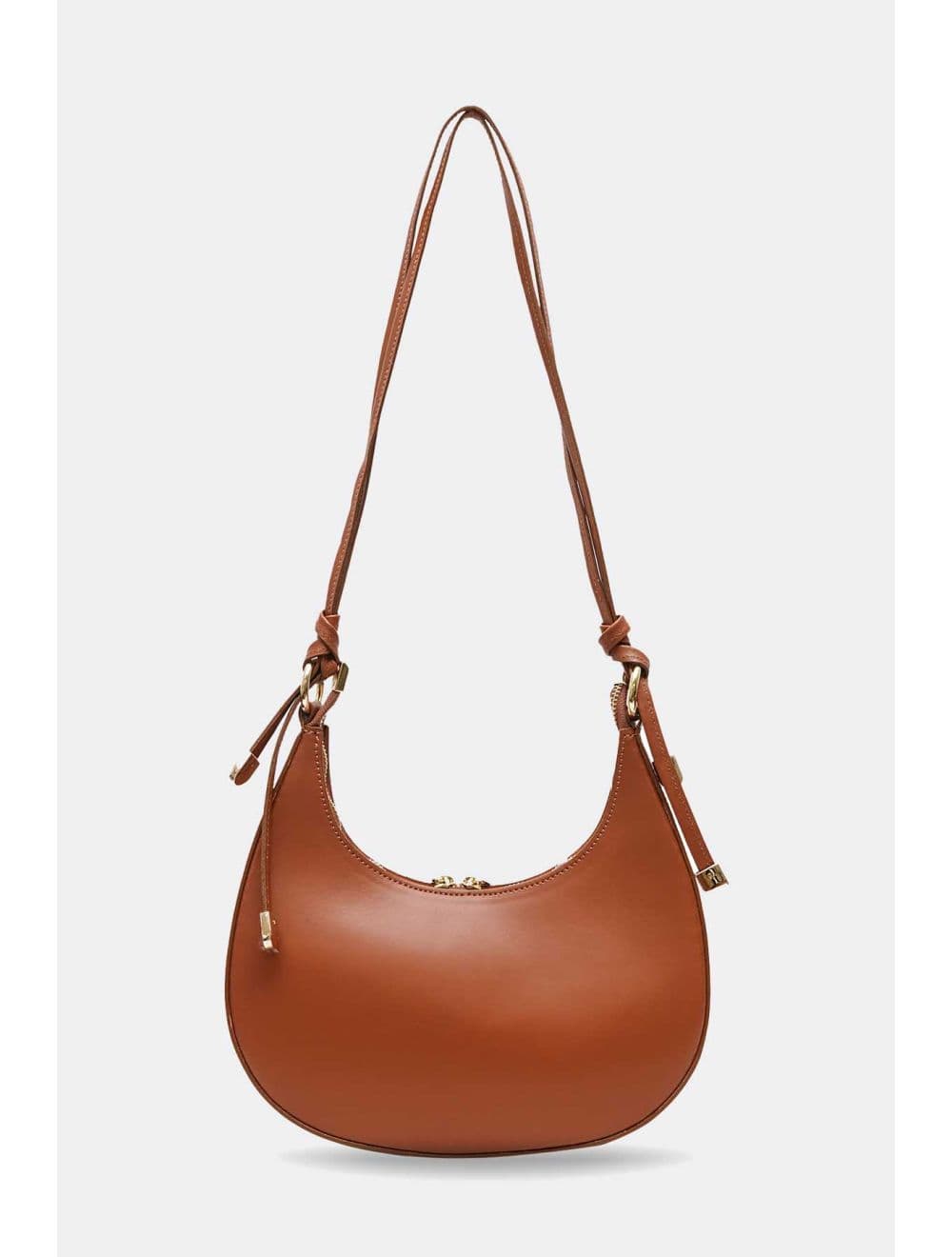 Sac Demi-lune Porté Crossé En Cuir de Vachette Lisse 4179 ALISSA-Camel — vue 3