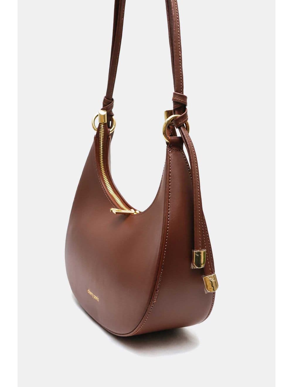 Sac Demi-lune Porté Crossé En Cuir de Vachette Lisse 4179 ALISSA-Marron — vue 2