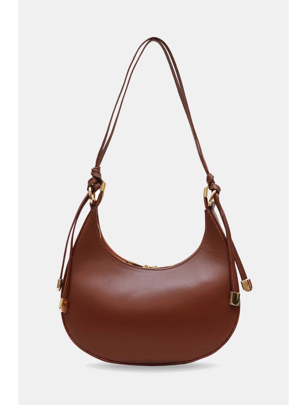 Sac Demi-lune Porté Crossé En Cuir de Vachette Lisse 4179 ALISSA-Marron — vue 3
