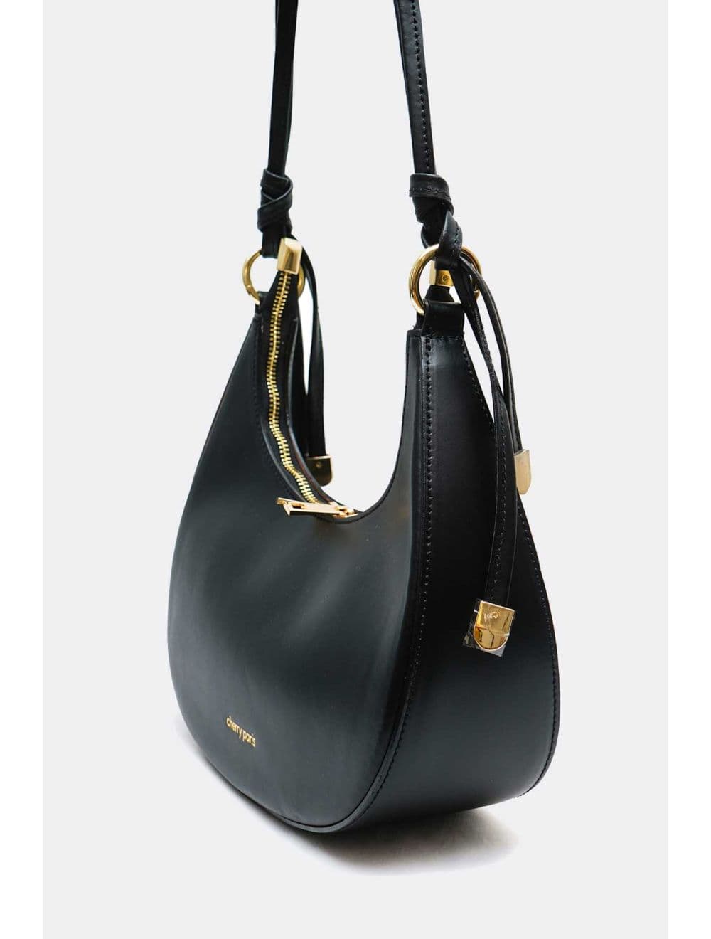 Sac Demi-lune Porté Crossé En Cuir de Vachette Lisse 4179 ALISSA-Noir — vue 2