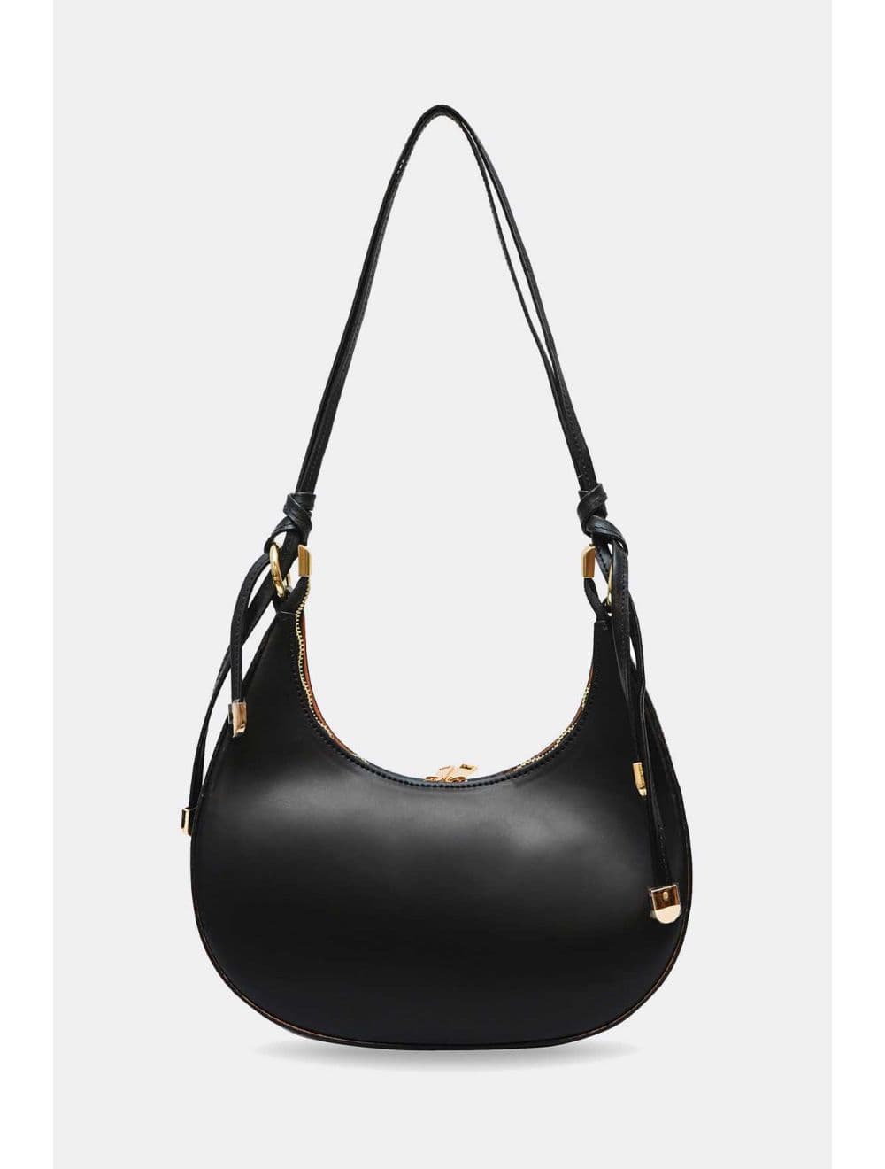 Sac Demi-lune Porté Crossé En Cuir de Vachette Lisse 4179 ALISSA-Noir — vue 3
