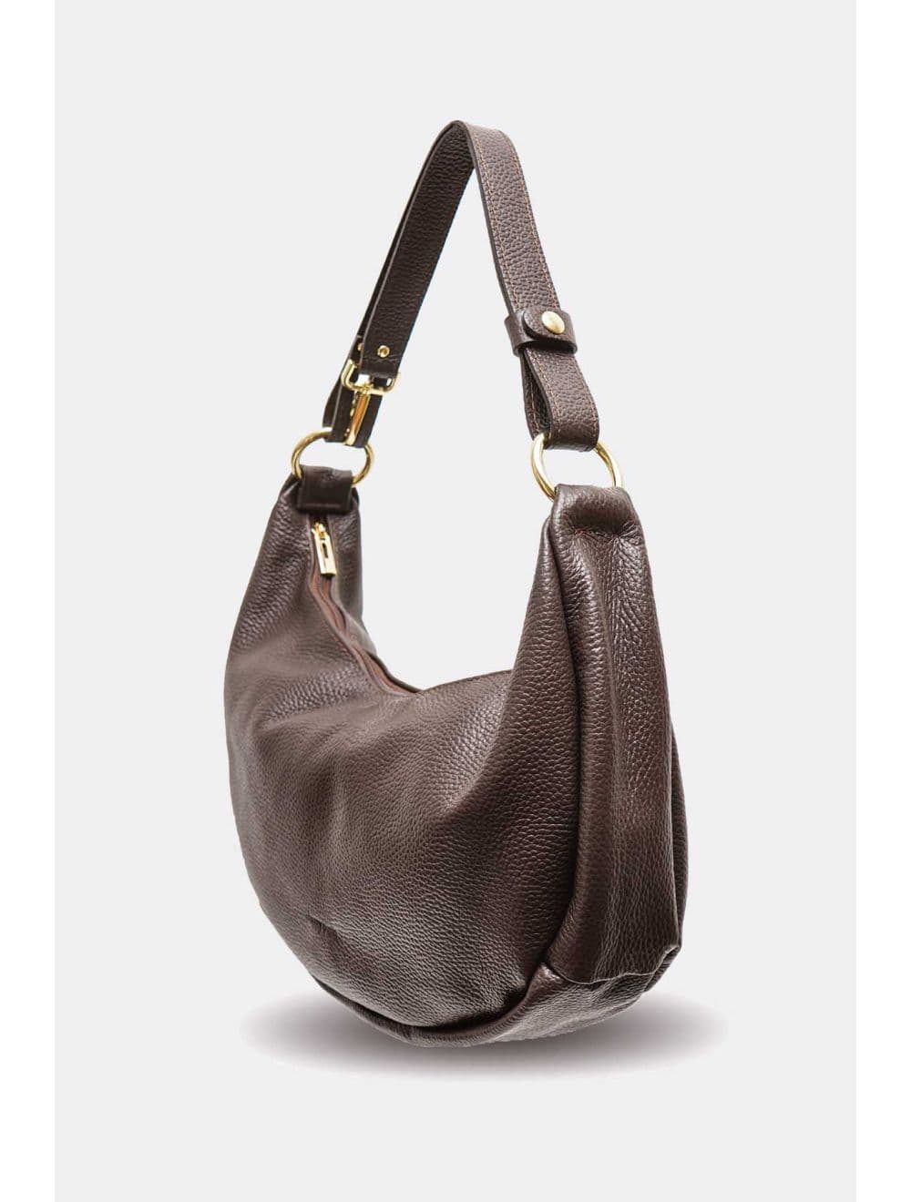 Sac Demi-lune Porté Crossé En Cuir de Vachette 4176 ELVIRE-Chocolat — vue 2