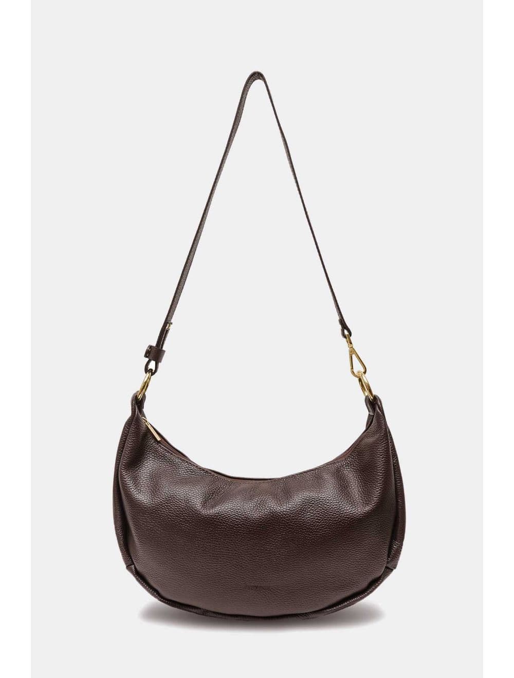 Sac Demi-lune Porté Crossé En Cuir de Vachette 4176 ELVIRE-Chocolat — vue 4