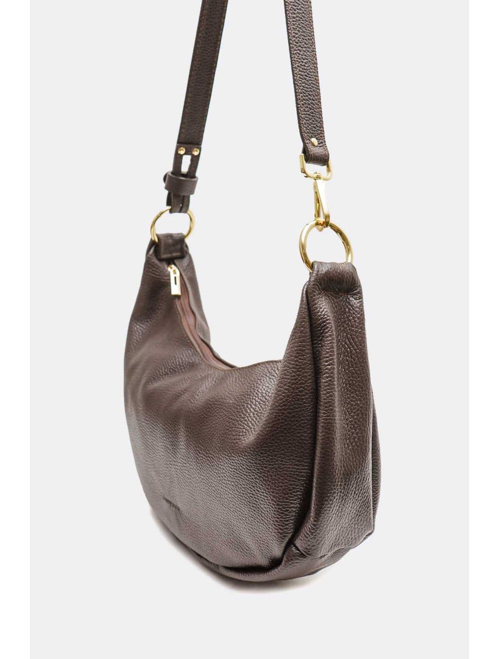 Sac Demi-lune Porté Crossé En Cuir de Vachette 4176 ELVIRE-Chocolat — vue 5