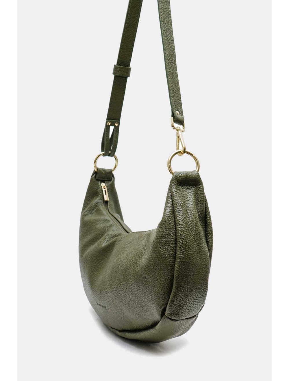 Sac Demi-lune Porté Crossé En Cuir de Vachette 4176 ELVIRE-Kaki — vue 4