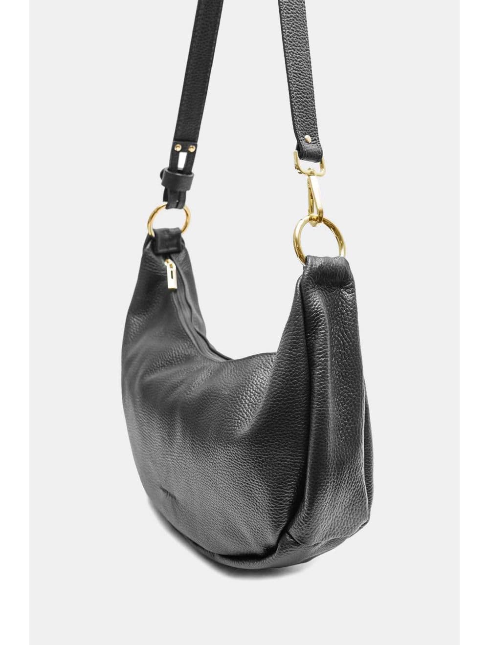 Sac Demi-lune Porté Crossé En Cuir de Vachette 4176 ELVIRE-Noir — vue 2