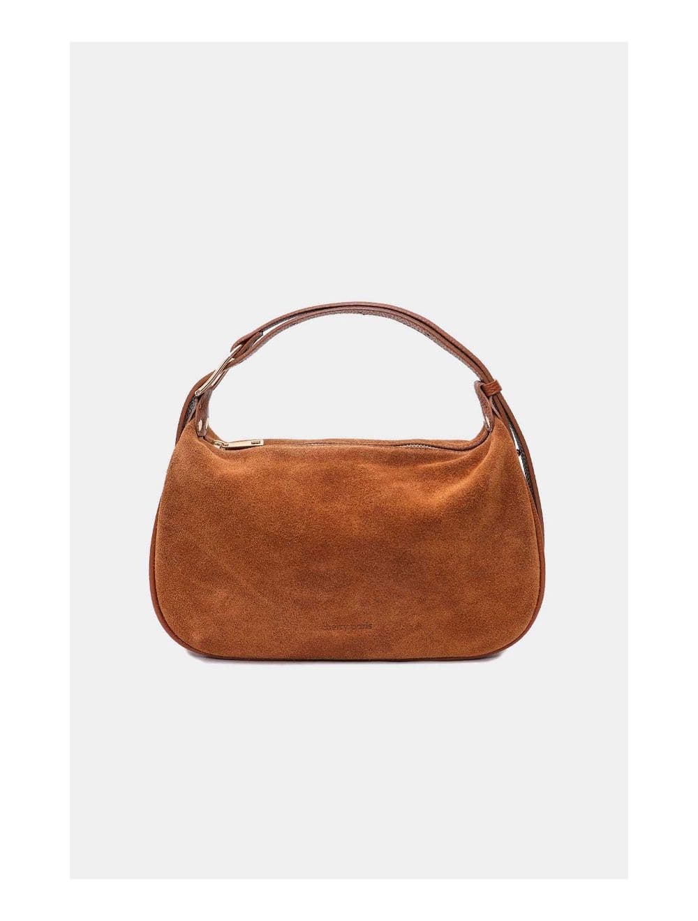 Sac Double Porté En Croûte de Cuir Vachette Suède 4159 AMICIE SUEDE-Cognac