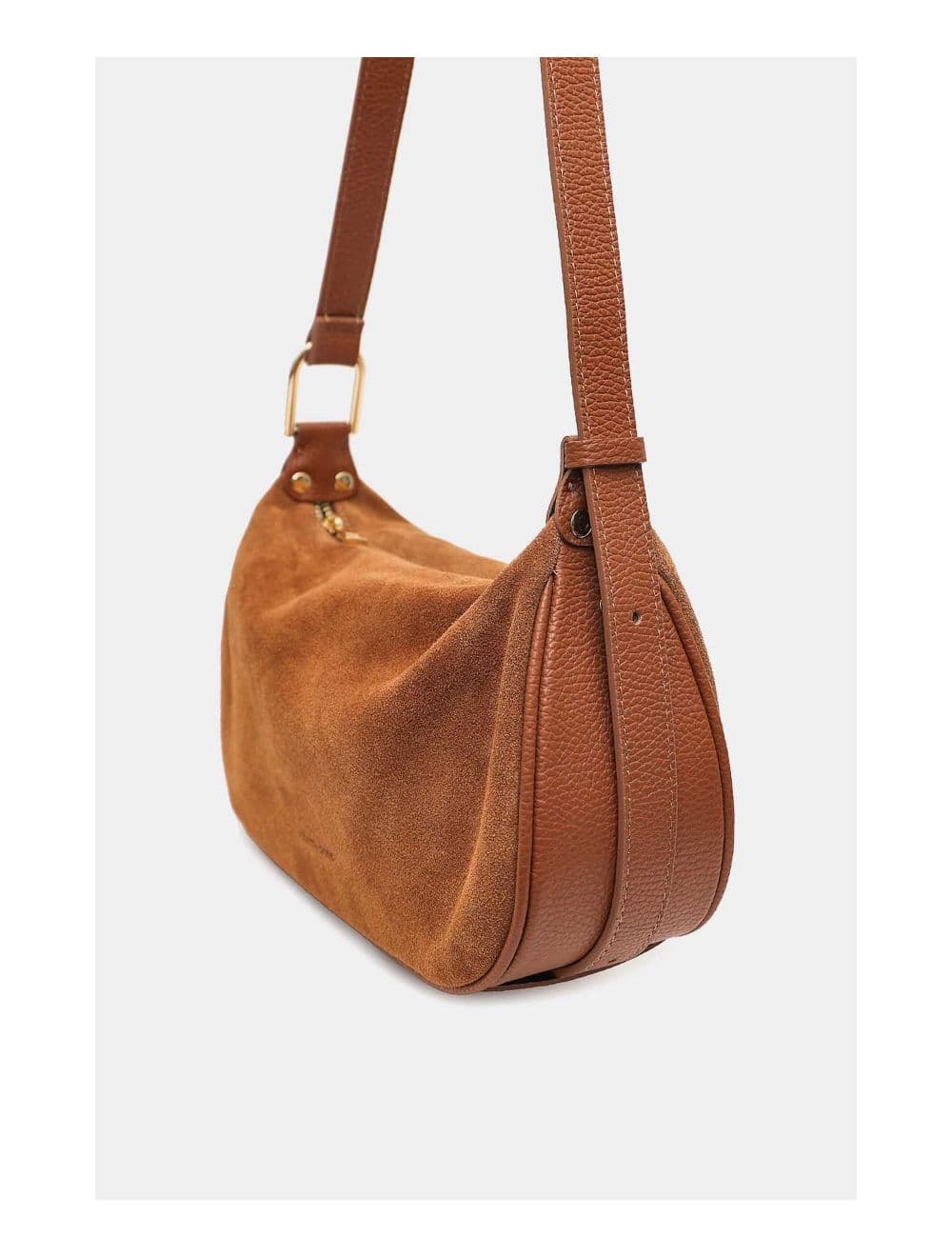 Sac Double Porté En Croûte de Cuir Vachette Suède 4159 AMICIE SUEDE-Cognac — vue 4