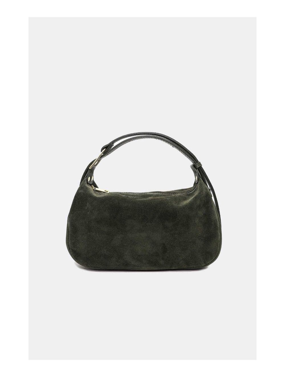 Sac Double Porté En Croûte de Cuir Vachette Suède 4159 AMICIE SUEDE-Kaki