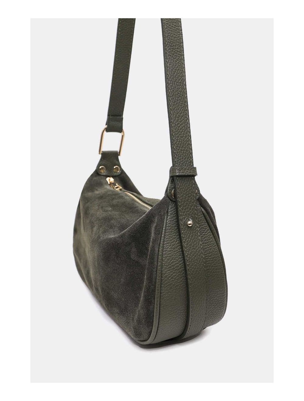 Sac Double Porté En Croûte de Cuir Vachette Suède 4159 AMICIE SUEDE-Kaki — vue 4