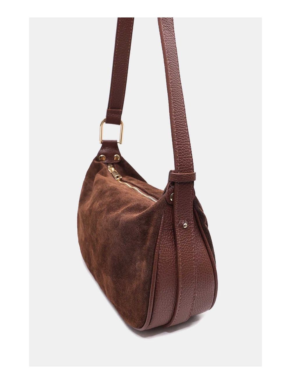 Sac Double Porté En Croûte de Cuir Vachette Suède 4159 AMICIE SUEDE-Marron — vue 4