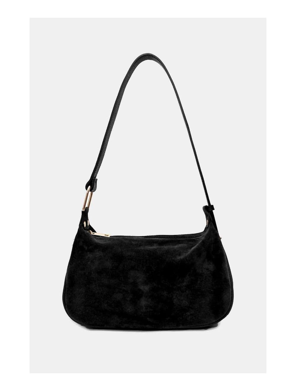 Sac Double Porté En Croûte de Cuir Vachette Suède 4159 AMICIE SUEDE-Noir — vue 3