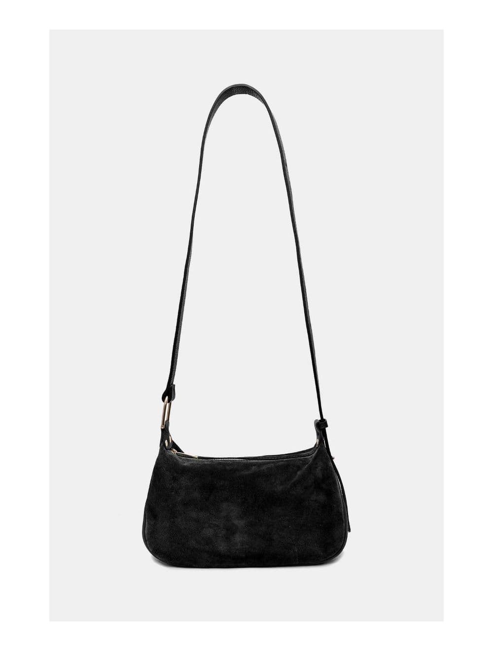 Sac Double Porté En Croûte de Cuir Vachette Suède 4159 AMICIE SUEDE-Noir — vue 4
