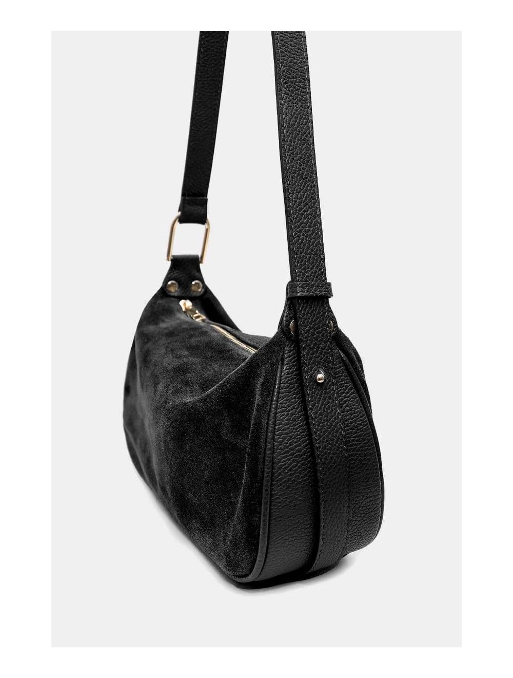 Sac Double Porté En Croûte de Cuir Vachette Suède 4159 AMICIE SUEDE-Noir — vue 5