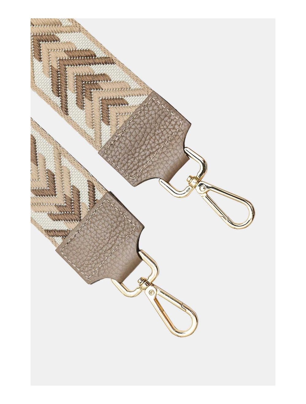Sangle Bandoulière en Toile Coton Garnie en Cuir Vachette Grainé-9010 NOLA-Taupe — vue 3