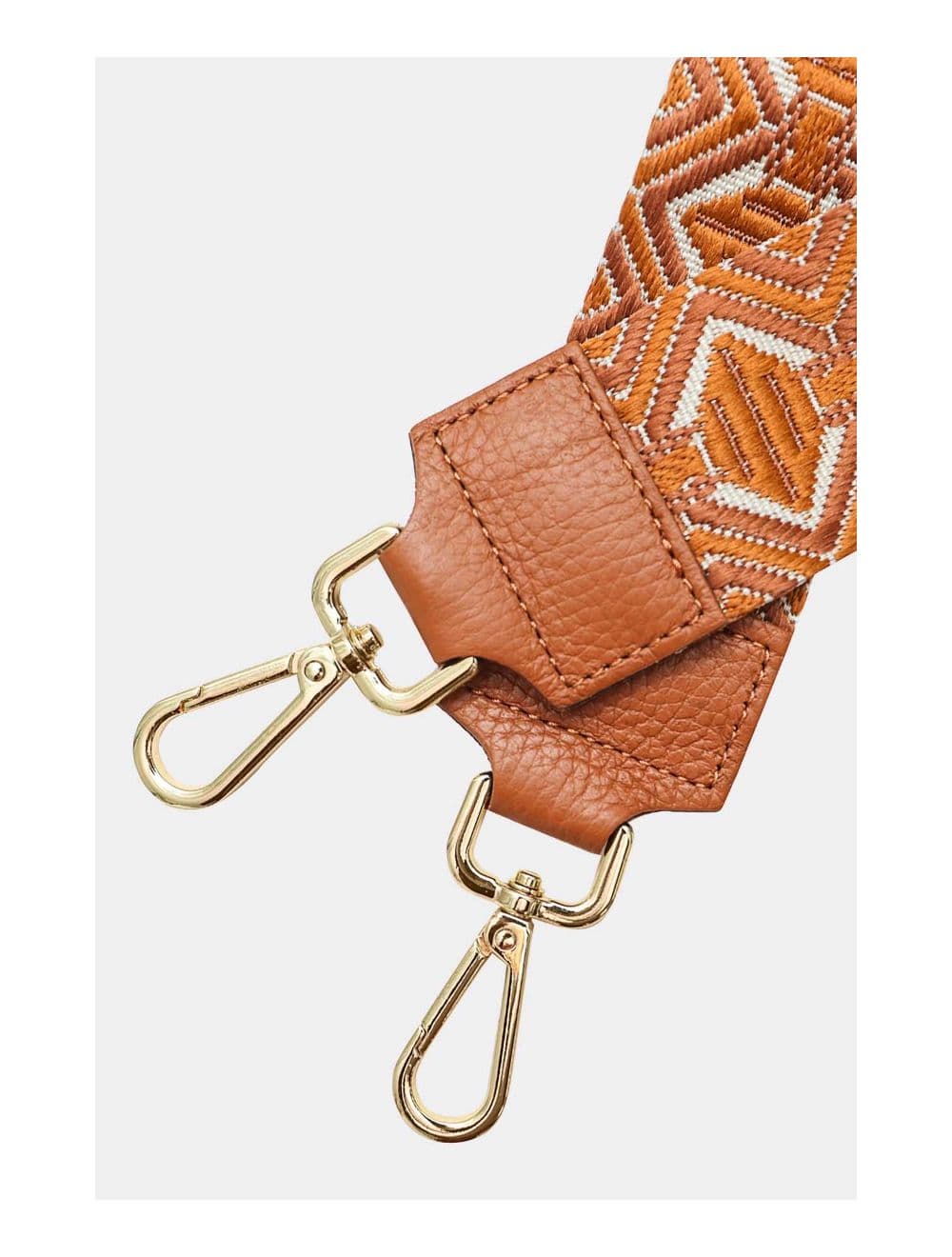 Sangle Bandoulière en Toile Coton Garnie en Cuir Vachette Grainé-9009 LEVANA-Camel