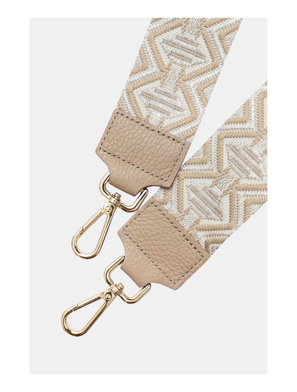 Sangle Bandoulière en Toile Coton Garnie en Cuir Vachette Grainé-9009 LEVANA-Taupe — vue 3