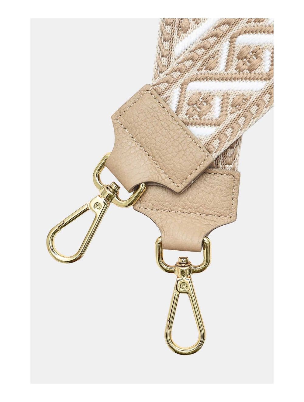 Sangle Bandoulière en Toile Coton Garnie en Cuir Vachette Grainé-9008 FLORIANE-Taupe — vue 3