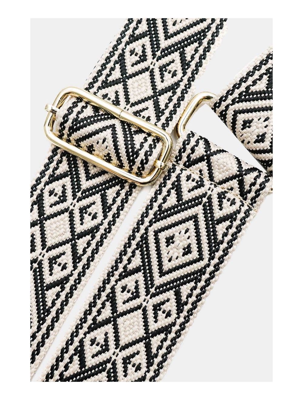 Sangle Bandoulière en Toile Coton Garnie en Cuir Vachette Grainé-9007-NOIR — vue 3