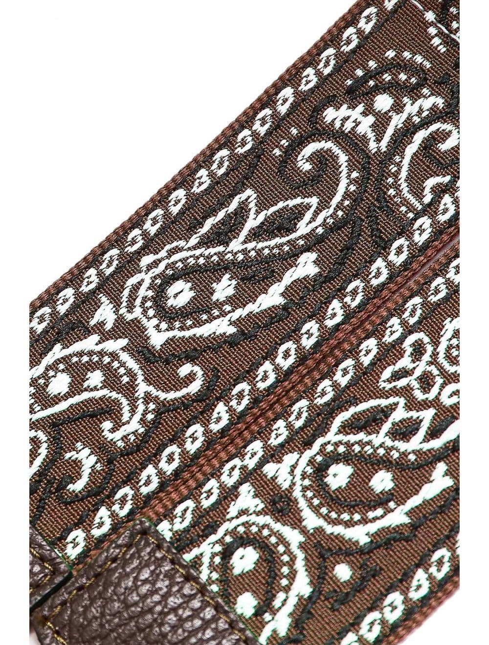 Sangle Bandoulière en Toile Coton Garnie en Cuir Vachette Grainé-GLORIA 9002-CHOCOLAT