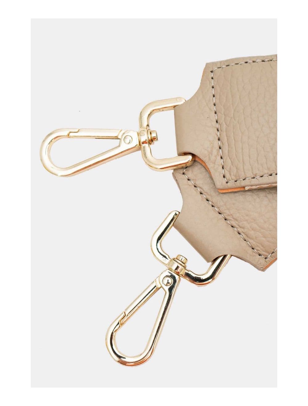 Sangle Bandoulière en Toile Coton Garnie en Cuir Vachette Grainé-SALLY 9005-Taupe
