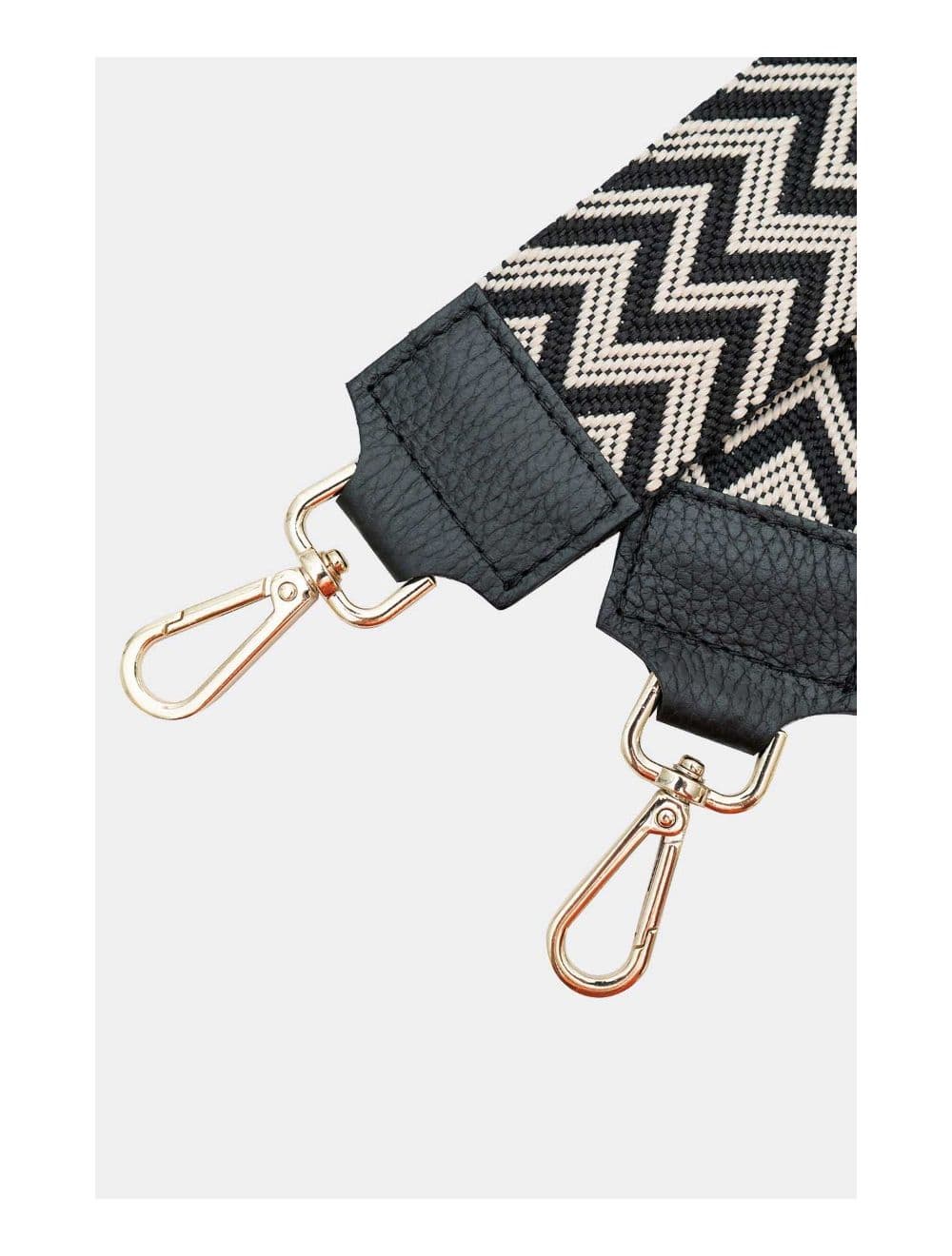 Sangle Bandoulière en Toile Coton Garnie en Cuir Vachette Grainé-SALLY 9005-Noir — vue 4