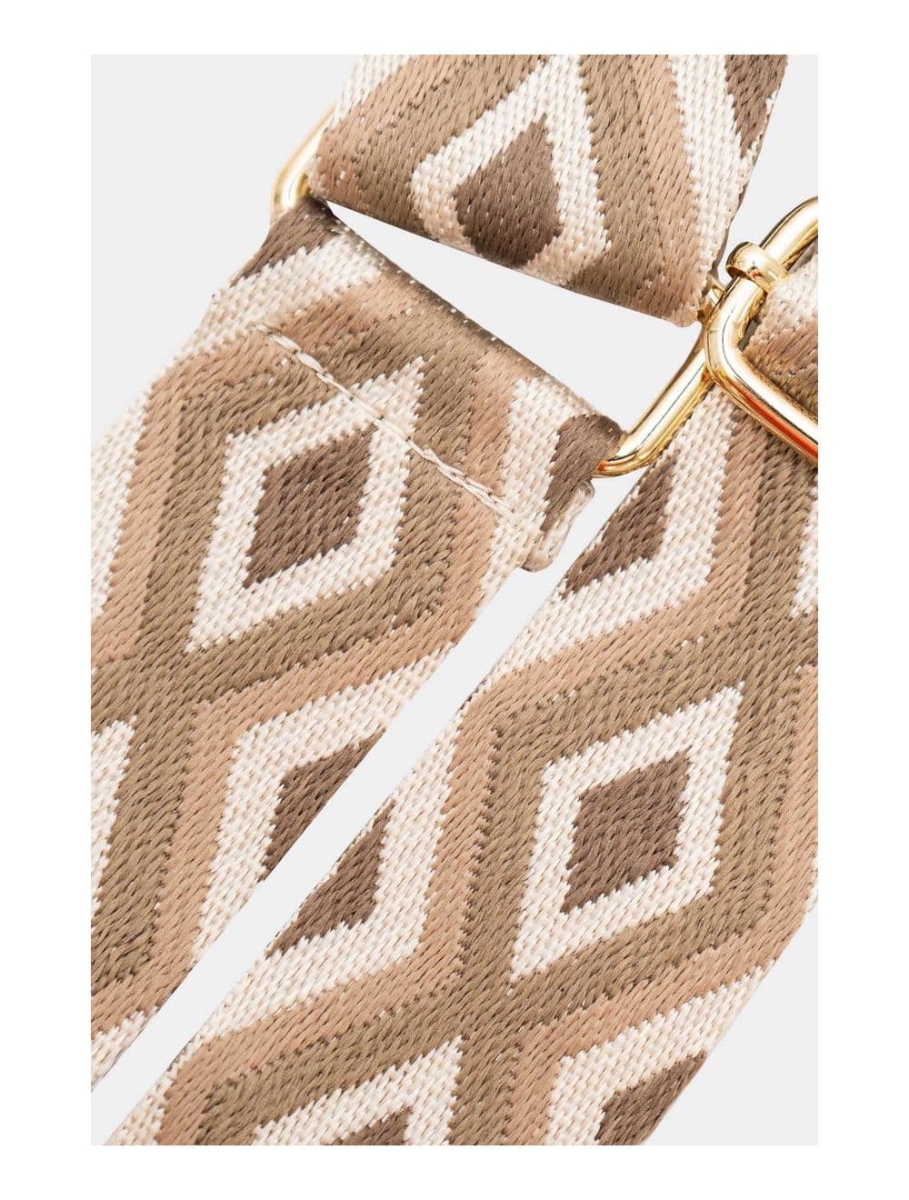 Sangle Bandoulière en Toile Coton Garnie en Cuir Vachette Grainé-SHERINE 9006-Taupe — vue 2