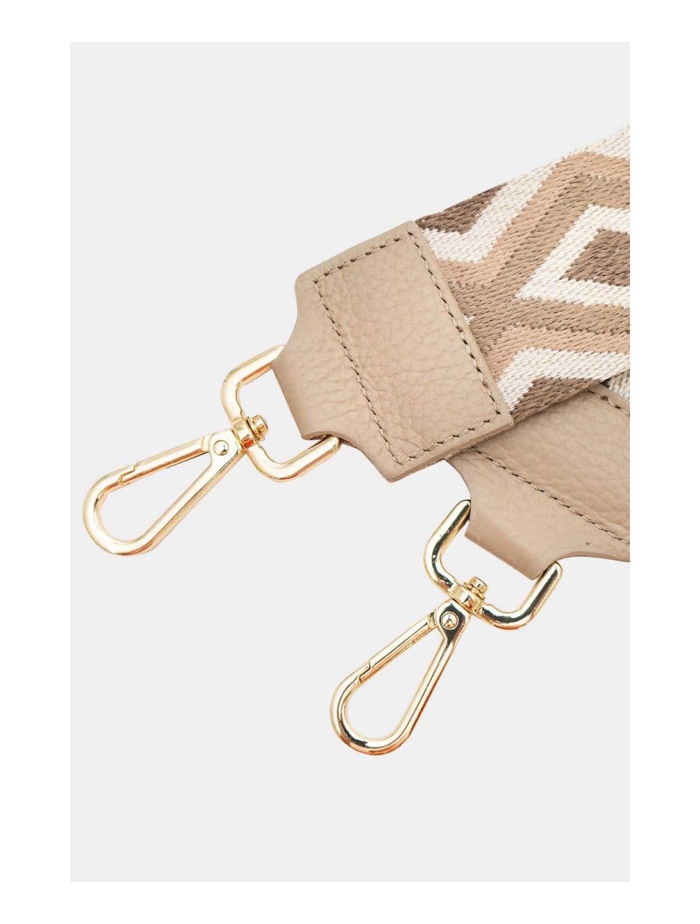 Sangle Bandoulière en Toile Coton Garnie en Cuir Vachette Grainé-SHERINE 9006-Taupe — vue 3