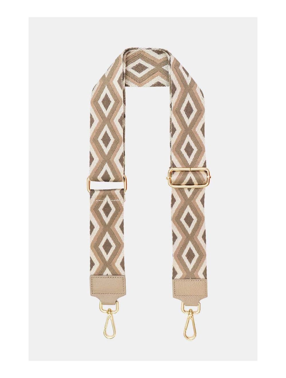 Sangle Bandoulière en Toile Coton Garnie en Cuir Vachette Grainé-SHERINE 9006-Taupe — vue 4
