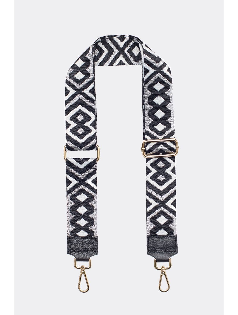 Sangle Bandoulière en Toile Coton Garnie en Cuir Vachette Grainé-YONA 9004-ARGENT