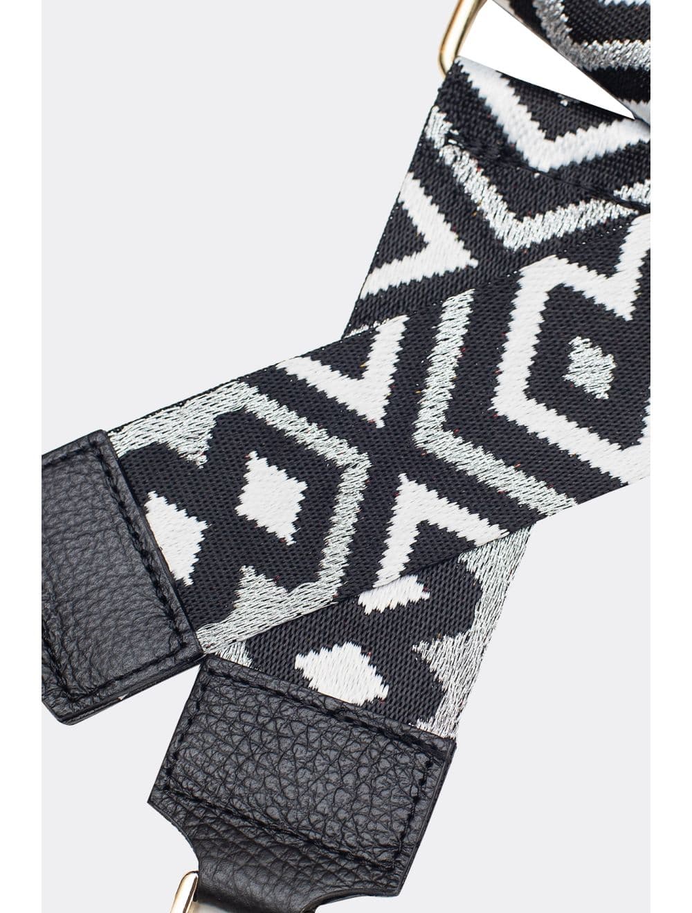 Sangle Bandoulière en Toile Coton Garnie en Cuir Vachette Grainé-YONA 9004-ARGENT — vue 3