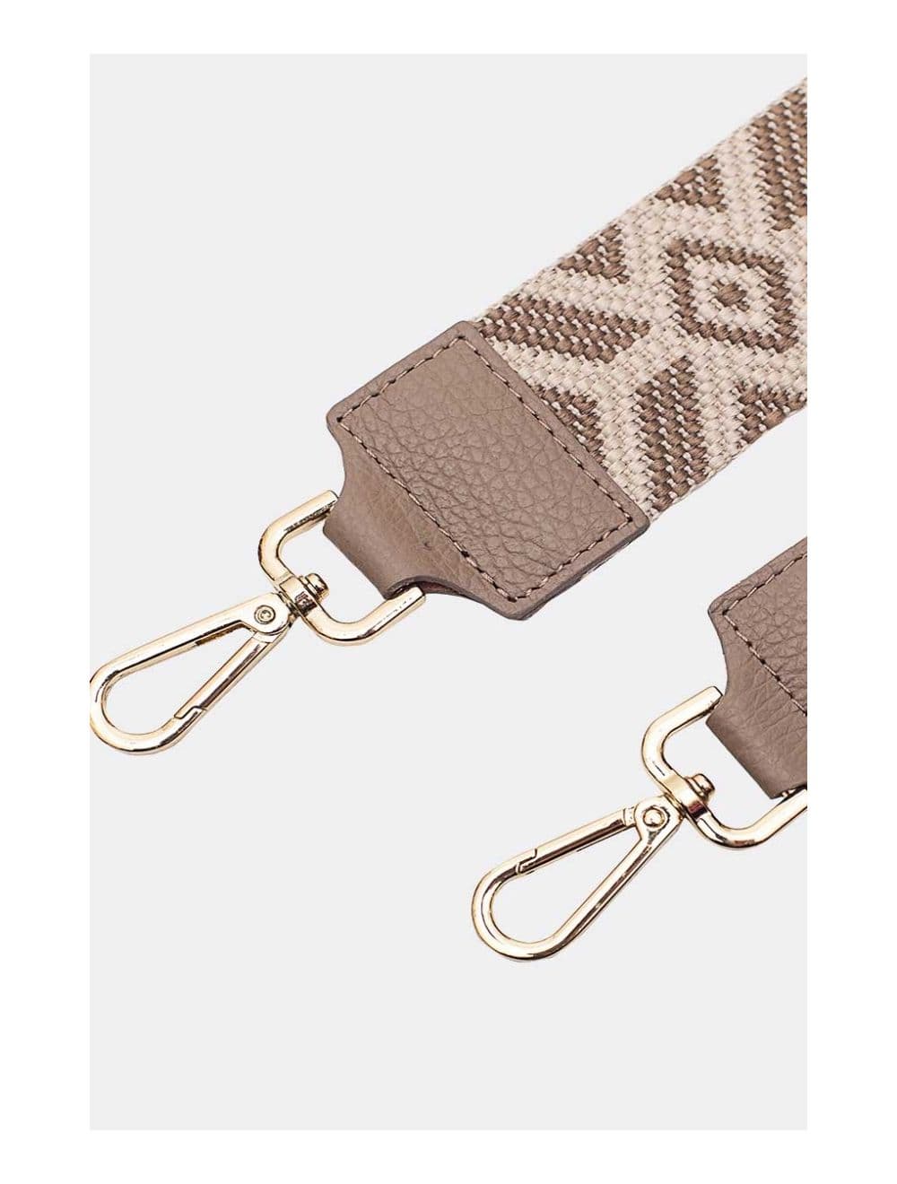 Sangle Bandoulière en Toile Coton Garnie en Cuir Vachette Grainé-ARTEMIS 9003-taupe
