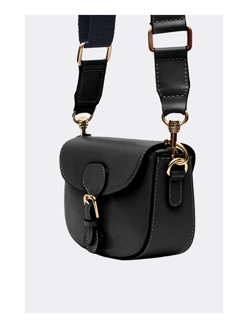 Sac Porté épaule En cuir de Vachette Grainée-HERMINE 4063-Noir