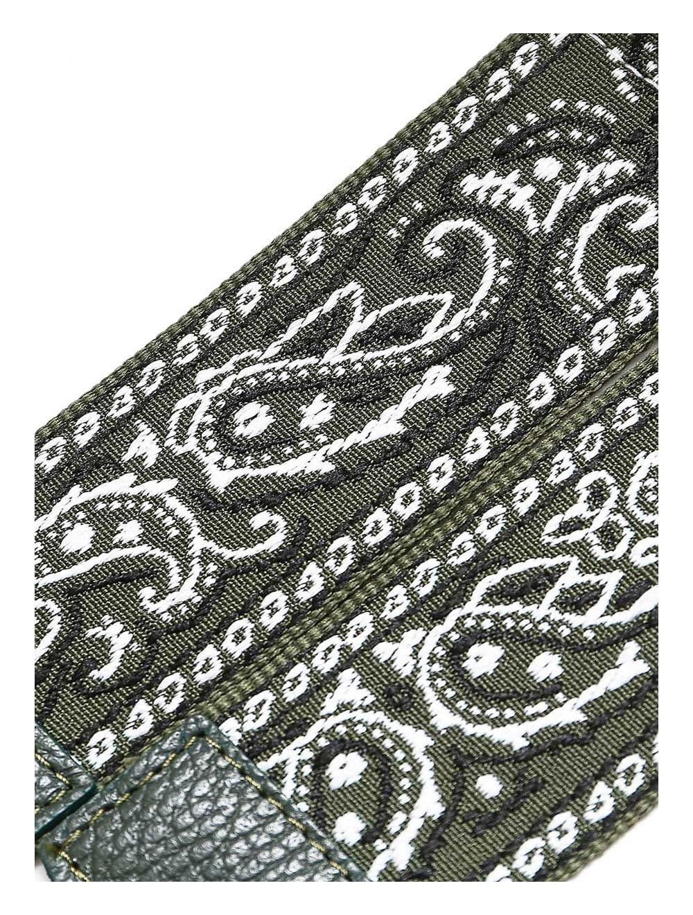 Sangle Bandoulière en Toile Coton Garnie en Cuir Vachette Grainé-GLORIA 9002-KAKI — vue 3