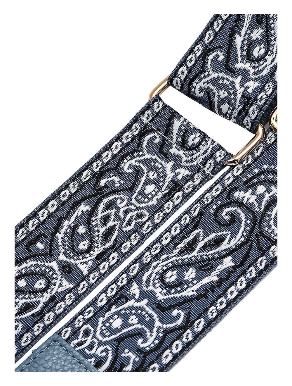 Sangle Bandoulière en Toile Coton Garnie en Cuir Vachette Grainé-GLORIA 9002-JEAN — vue 3
