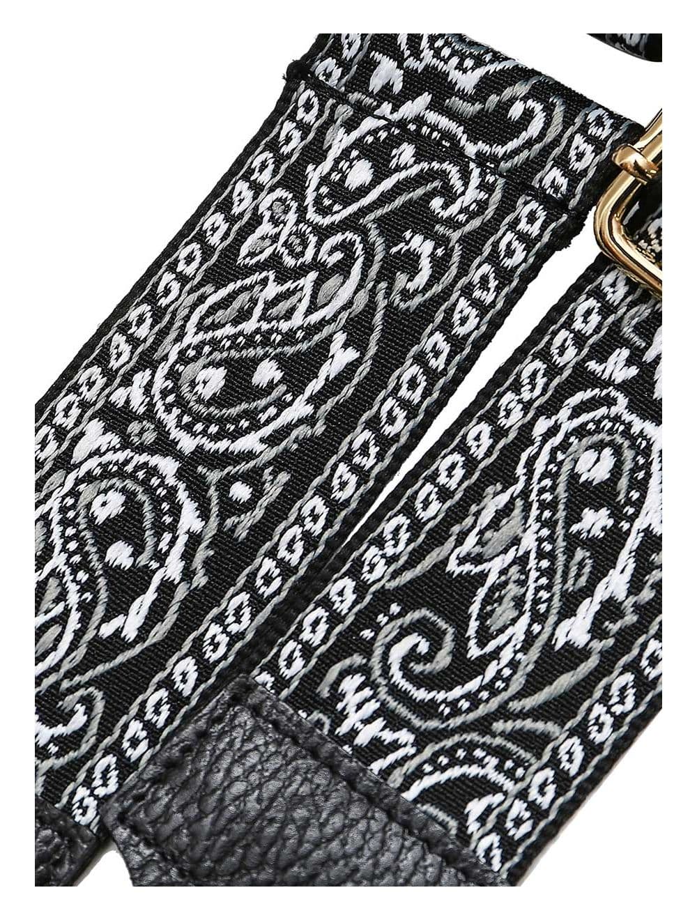 Sangle Bandoulière en Toile Coton Garnie en Cuir Vachette Grainé-GLORIA 9002-NOIR — vue 3