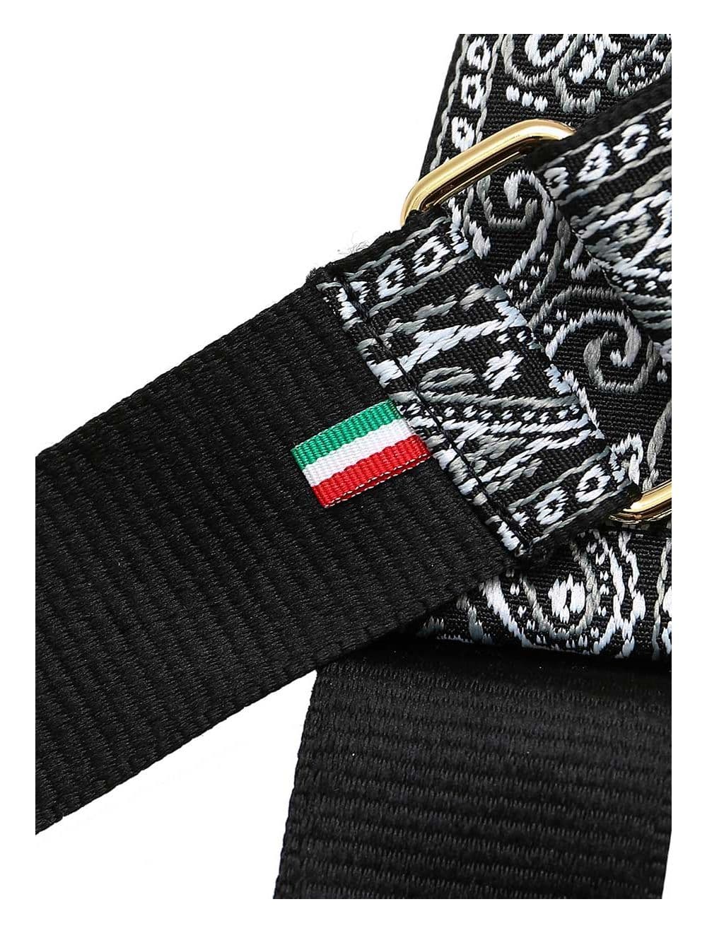 Sangle Bandoulière en Toile Coton Garnie en Cuir Vachette Grainé-GLORIA 9002-NOIR — vue 4