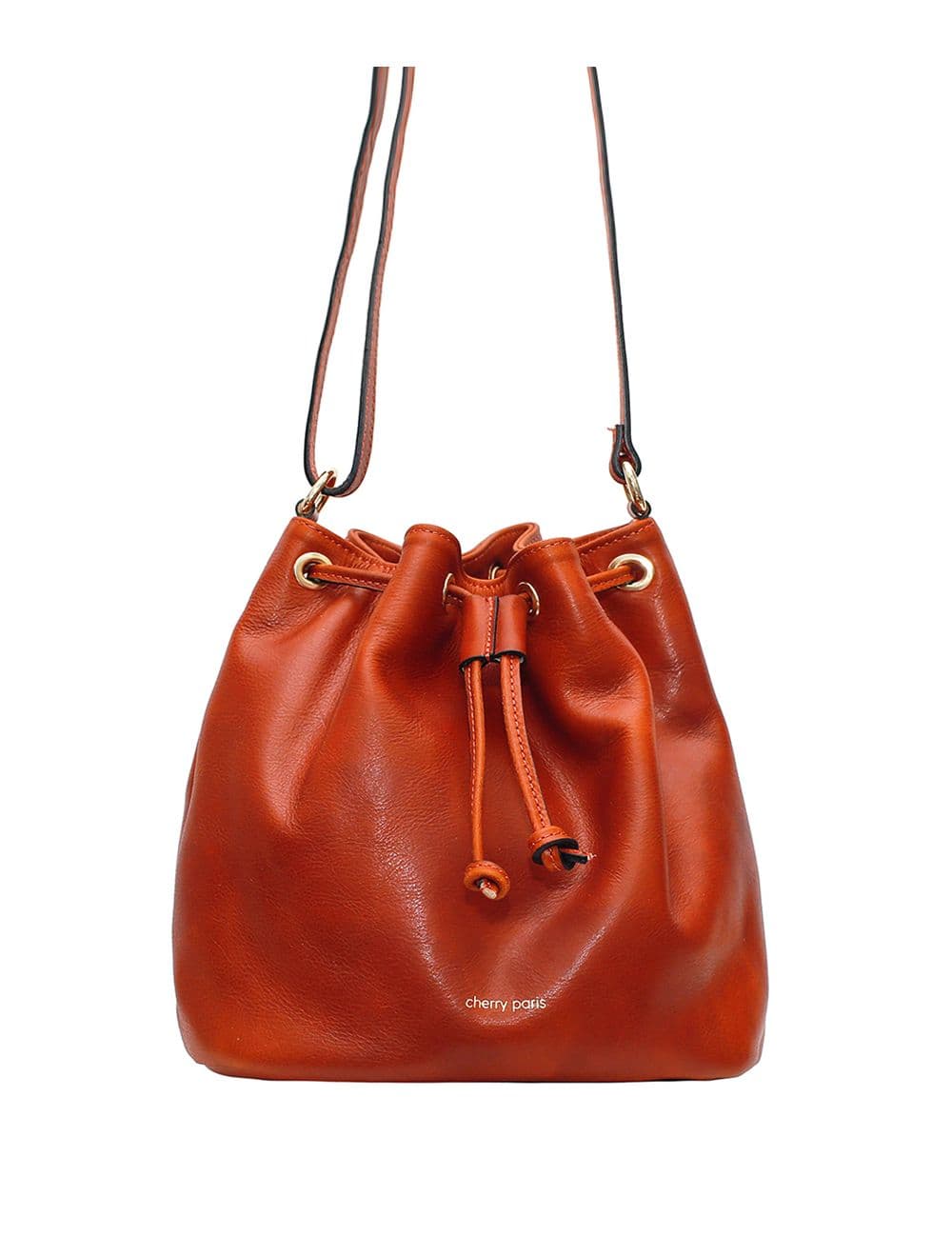 Sac bourse en cuir de vachette collet-LINDA 4009-Camel