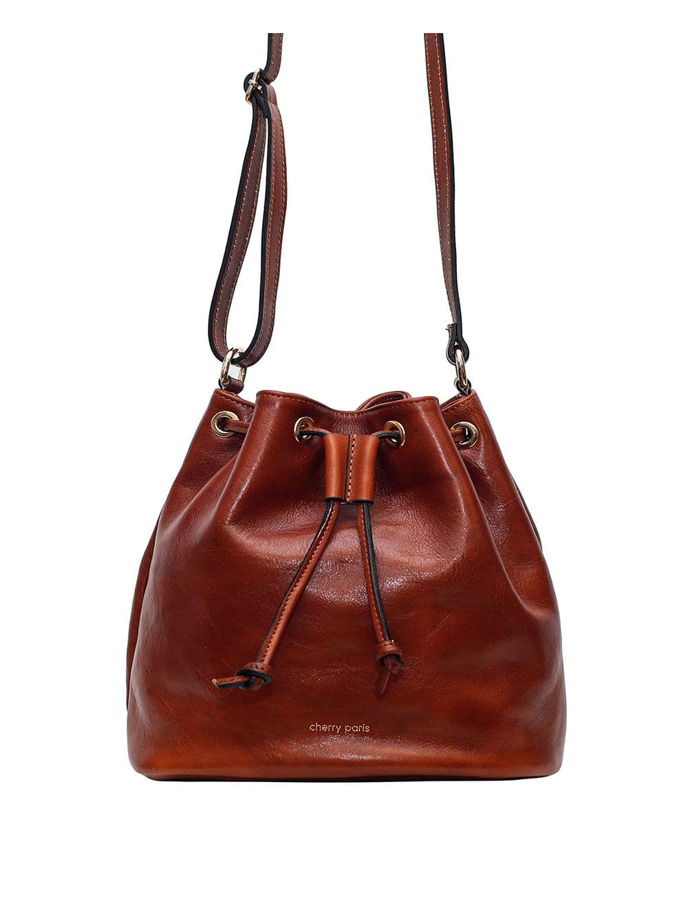 Sac bourse en cuir de vachette collet-LINDA 4009-Marron