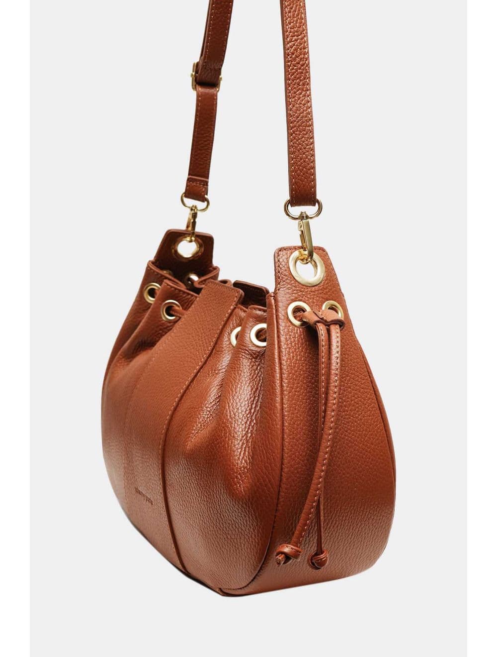 Sac Bourse Bandoulière En Cuir De Vachette Grainé 4198 ARWEN-Cognac — vue 2