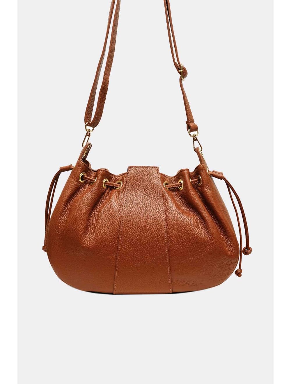 Sac Bourse Bandoulière En Cuir De Vachette Grainé 4198 ARWEN-Cognac — vue 3