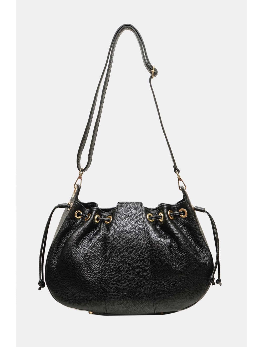 Sac Bourse Bandoulière En Cuir De Vachette Grainé 4198 ARWEN-Noir