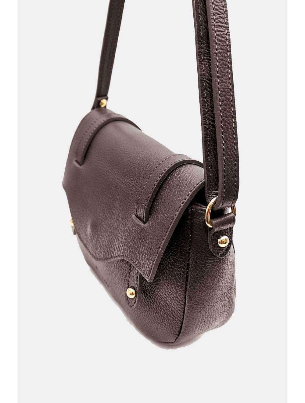 Sac Besace Porté Croisé En Cuir Vachette Grainé 4161 CALISTA-Chocolat — vue 3