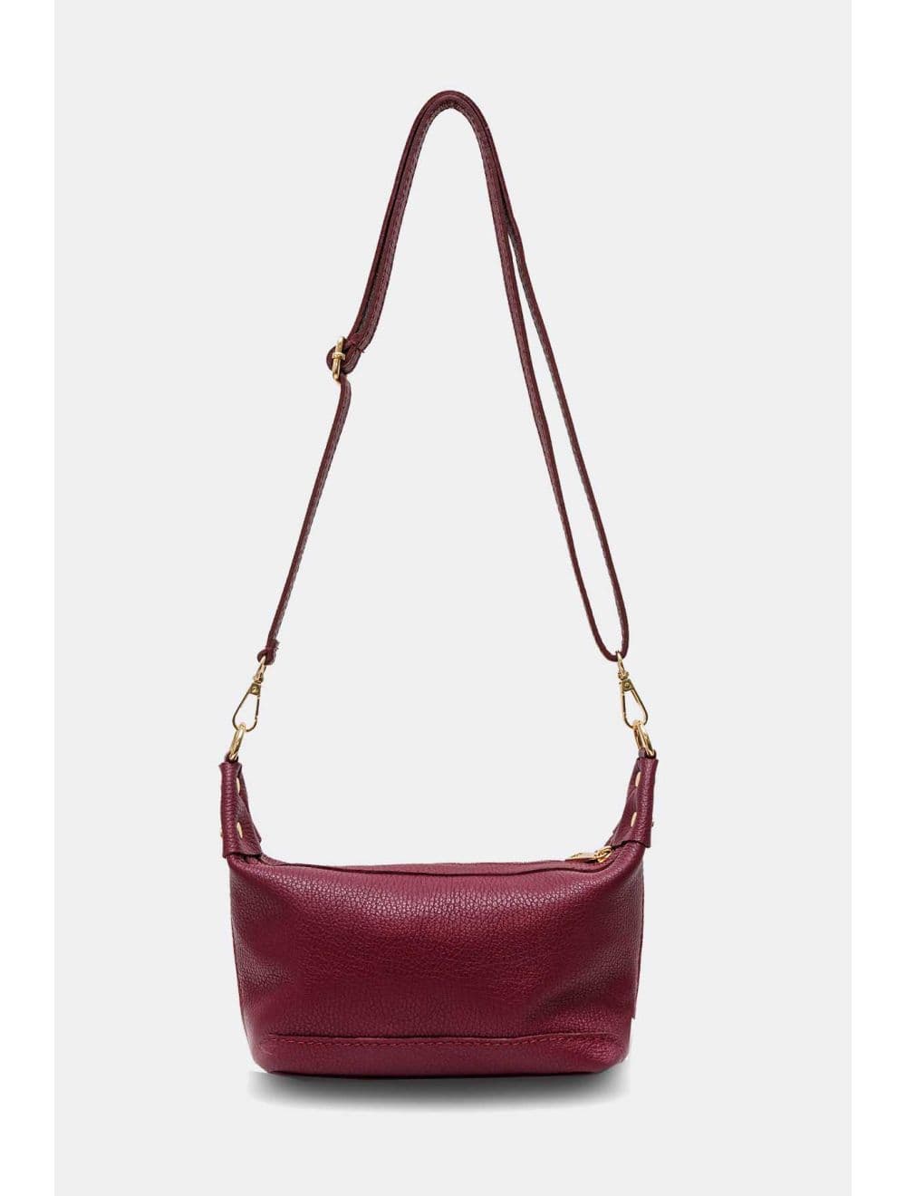 Sac porté croisé en cuir de vachette grainée 4177 ARWEN-Bordeaux — vue 2